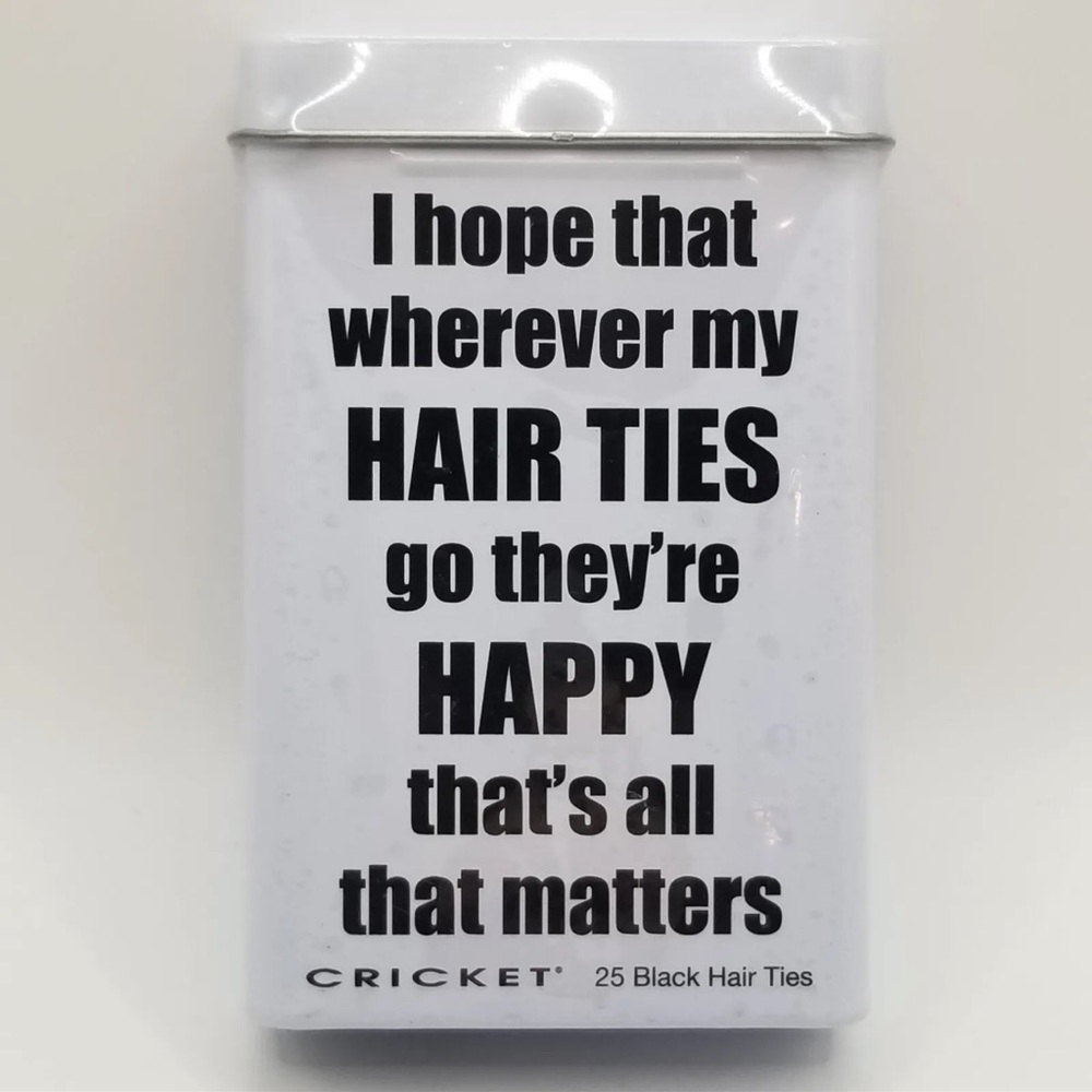 Cricket Black Hair Ties Tin 25 Pieces NEW
